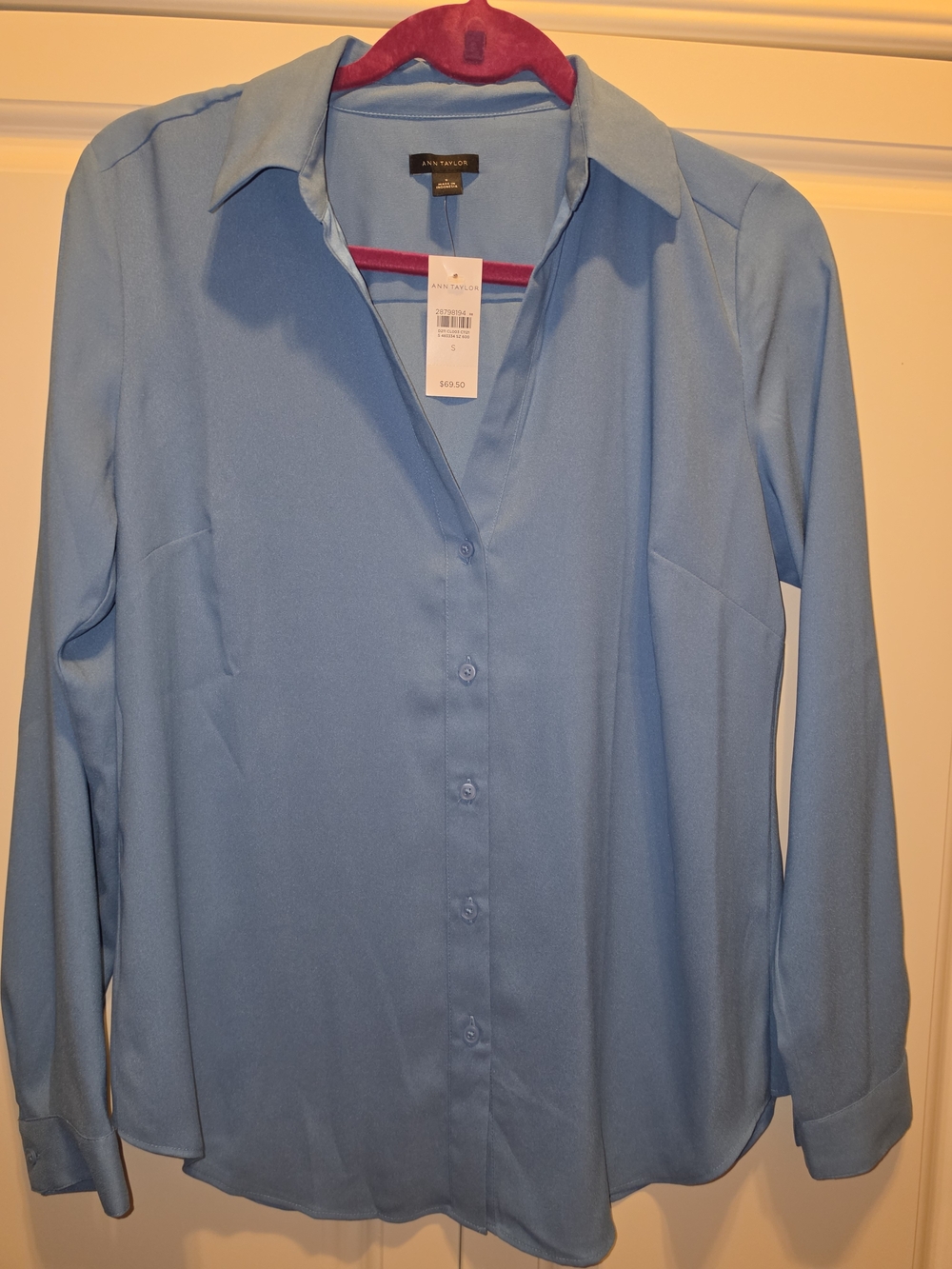 Ann Taylor Light Blue Long Sleeve Button-Front Shirt
